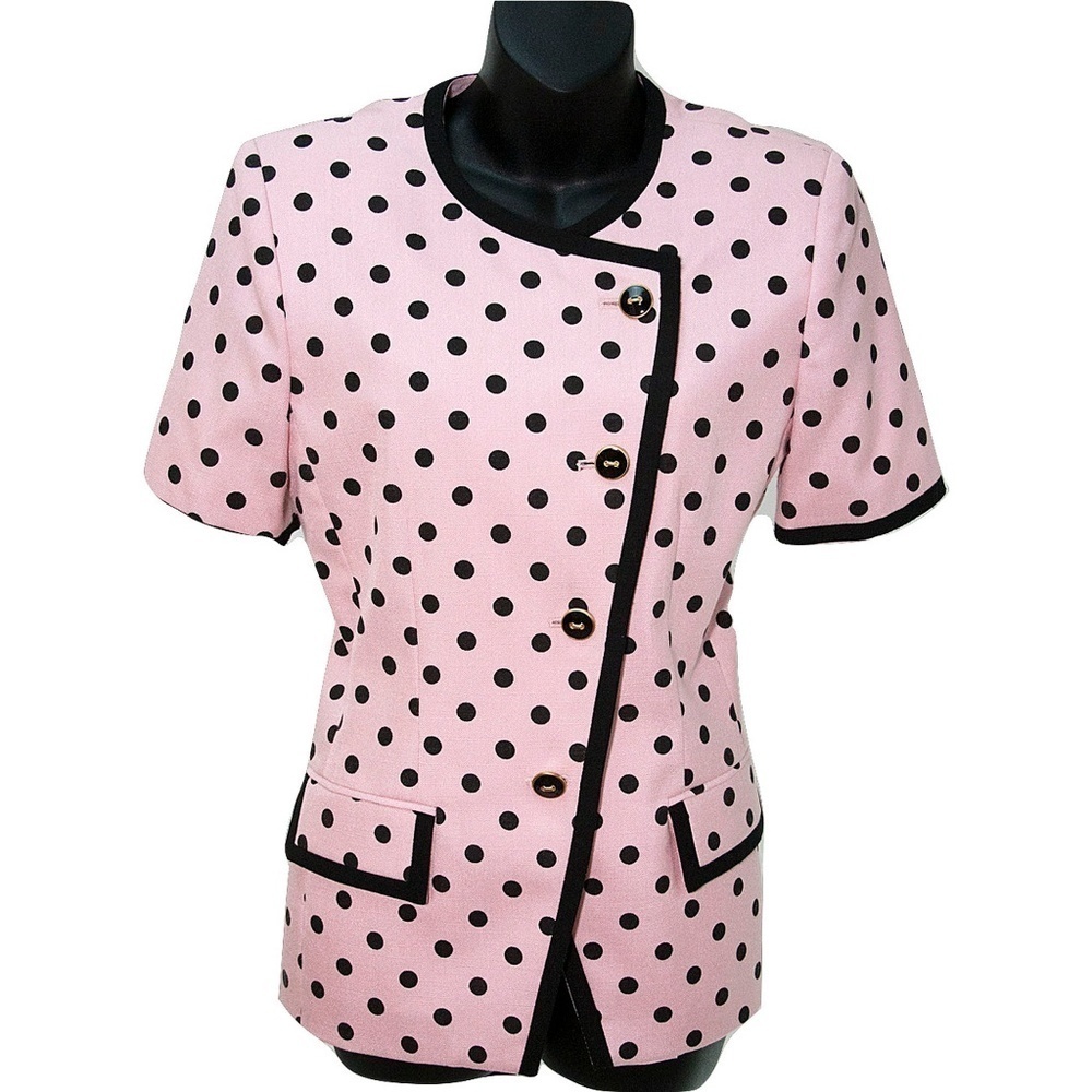 Kasper Pink Black Polka Dot Short Sleeve Blazer 4